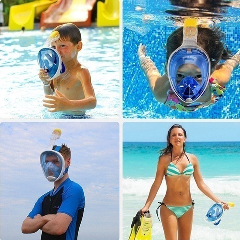 Underwater Full Face Diving Mask Anti-Fog Snorkeling Mask 180 Degree Seaview Snorkel Mask for Swimming and Diving