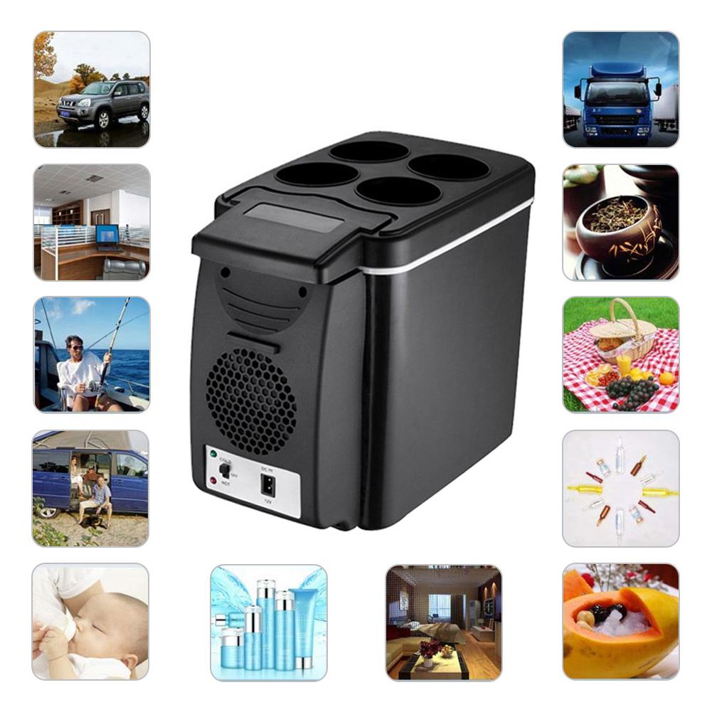 12V Refrigerator Freezer Heater 6L Mini Car Fridge Cooler & Warmer Portable Fridge Icebox Travel Refrigerator Car Accessories