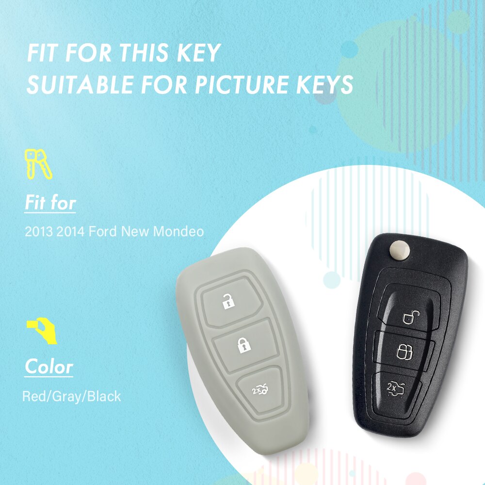 Dandkey 3 Button Silicone Cover Smart Remote Key Case For Ford Fiesta Focus MK3 Mondeo Ecosport Kuga Focus ST Fob Fob Car Style