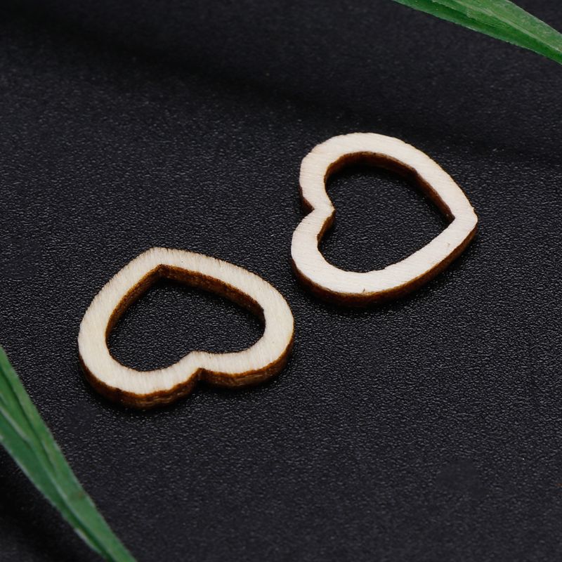 50pcs Hollow Wooden Heart Love Rustic