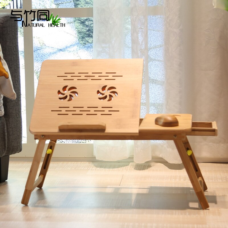 Adjustable Foldable Laptop Desk Notebook Bamboo Table Stand Tray Bed Small Table Tray Table Living Room Coffee Table