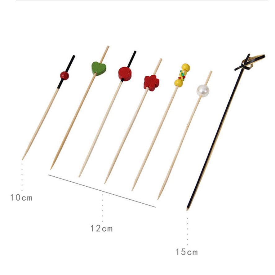 Disposable Bamboo Fruit Fork 100pc Party Bamboo Pick Buffet Fruit Fork Party Dessert Stick Cocktail Skewer Forks D12#30