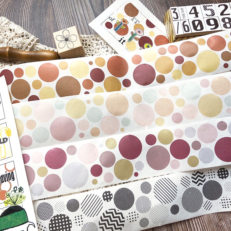 1 Roll/pc Round Circle Washi Masking Tape 5.3cmx5m Adhesive Masking Tape DIY Decoration Journal Scrapbook Stikcers Washi Tape