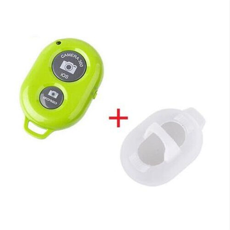 Remote Shutter Selfie Shutter Bluetooth Afstandsbediening Stick Monopod Knop Self Timer + Beschermende Siliconen Case Voor Iphone: Green With