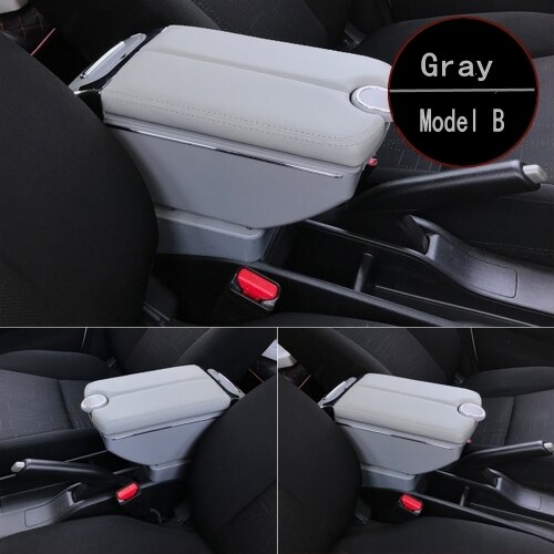 Boîte Convertible accoudoir pour Peugeot 307 CC, Double portes ouvert, 7usb centrale, boîte de rangement, accoudoir: B-Gray