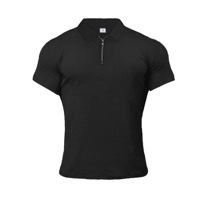 T-Shirt manches courtes pour homme, vêtement de sport, Slim, avec fermeture éclair, à la: Black / M