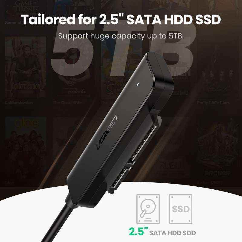 Ugreen usb 3.0 sata kaapeli 5 gbps usb to sata sovitin muunnin 2.5 ulkoiselle kiintolevylle hdd ssd kiintolevysovitin sata kaapeli
