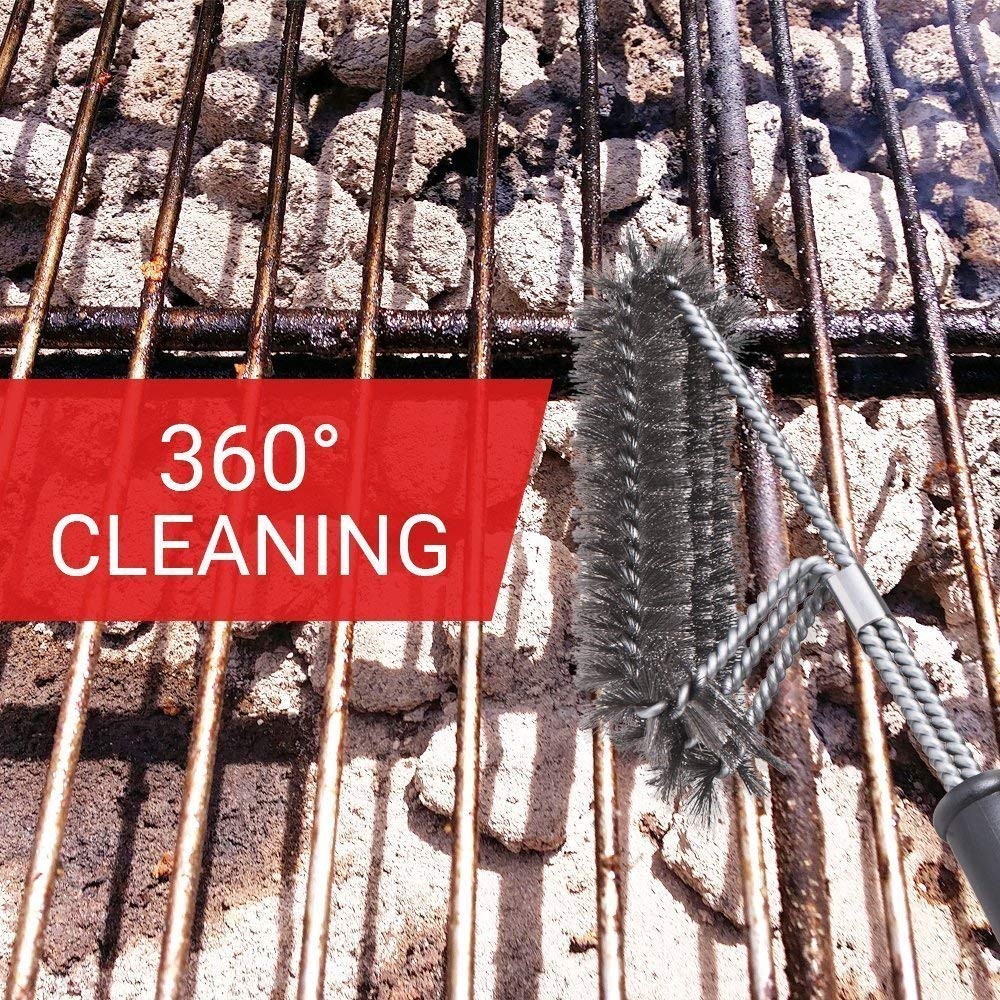 Kitchen Accessories BBQ Grill Barbecue Kit Cleaning Brush Stainless Steel Cooking Tools Wire Bristles Triangle Cleaning Brushes