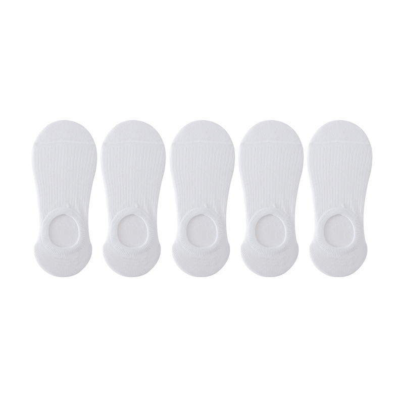 5 pares de zapatillas de calcetín para mujer, calcetines invisibles finos y transpirables de verano de colores sólidos, calcetines cortos invisibles de silicona antideslizantes: Negro