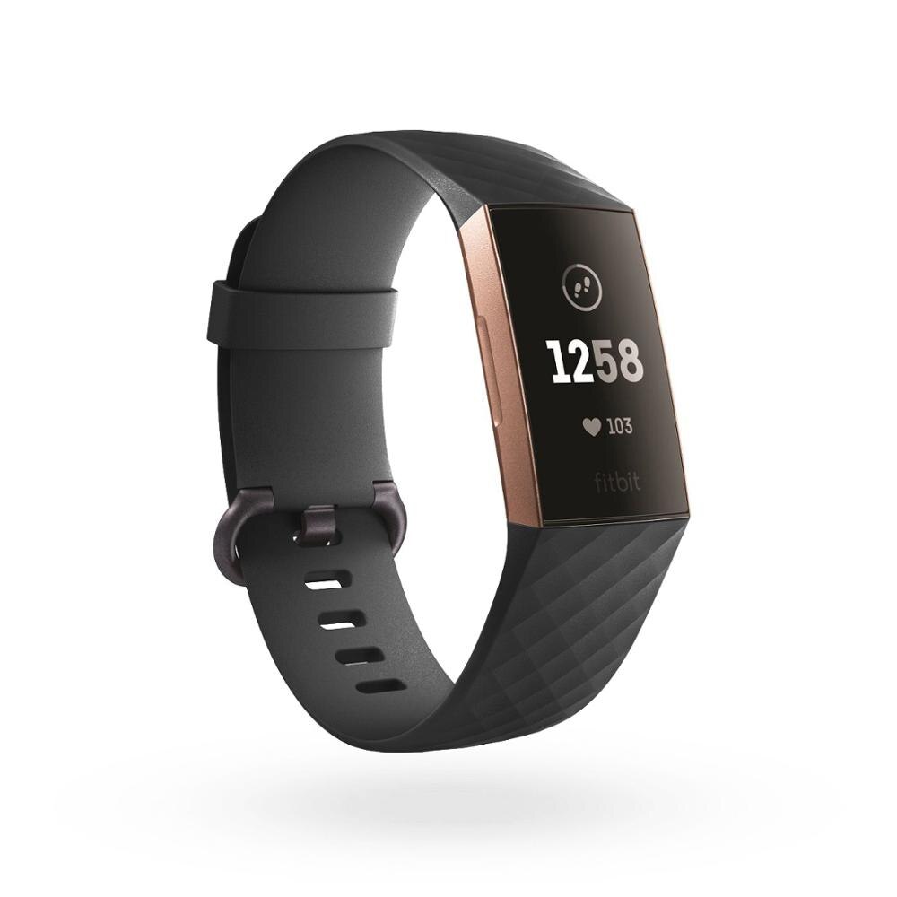 Duurzaam Horloge Band bandjes voor Fitbit Lading 3 riem op Fit Bit Lading 3 Charge3 Pols Siliconen lederen riem Armband accessoires: black / S