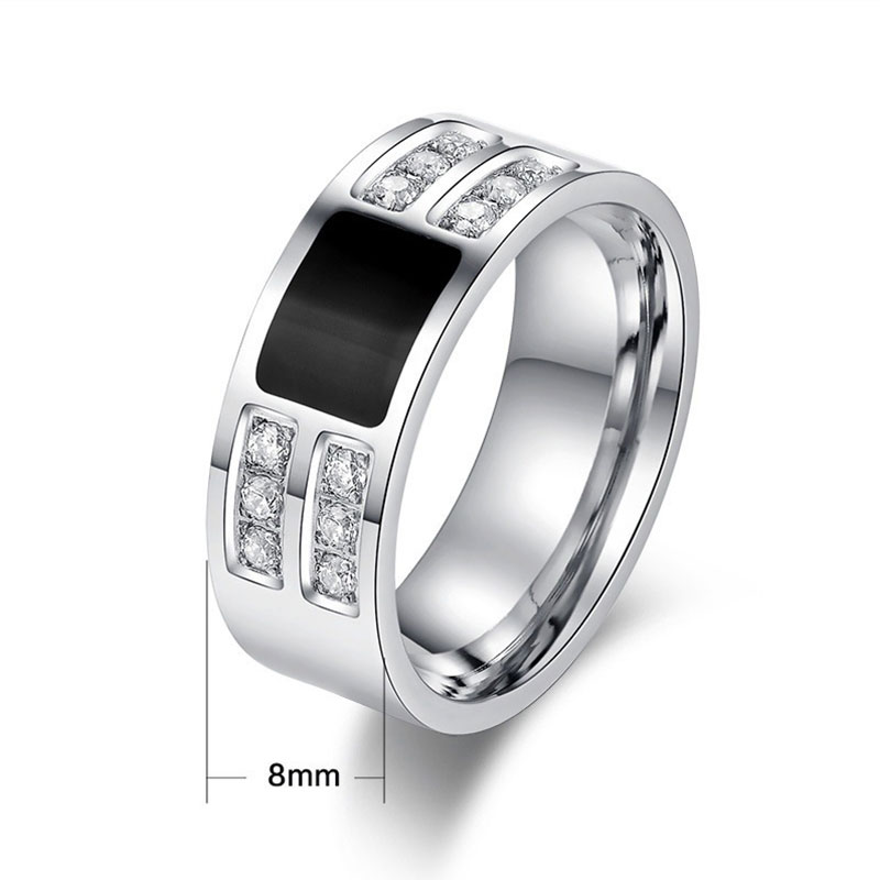 Wedding Ring Classic Zwart Zirkoon Rvs Heren Ring Party Engagement Bruiloft Sieraden