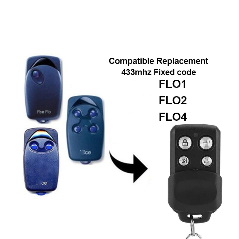 Compatible NICE Remote Control nice FLO 1 FLO 2 FLO 4 Remote Control Transmitter Garage Door Gate Fob 433.92mhz fixed code
