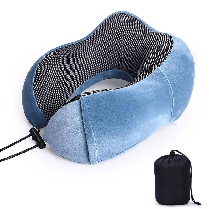 1PC en Mousse à Mémoire De Forme En Forme de U Cou Oreillers Doux Rebond Espace Oreiller De Voyage Solide Cervicale Soins Literie: peacock blue