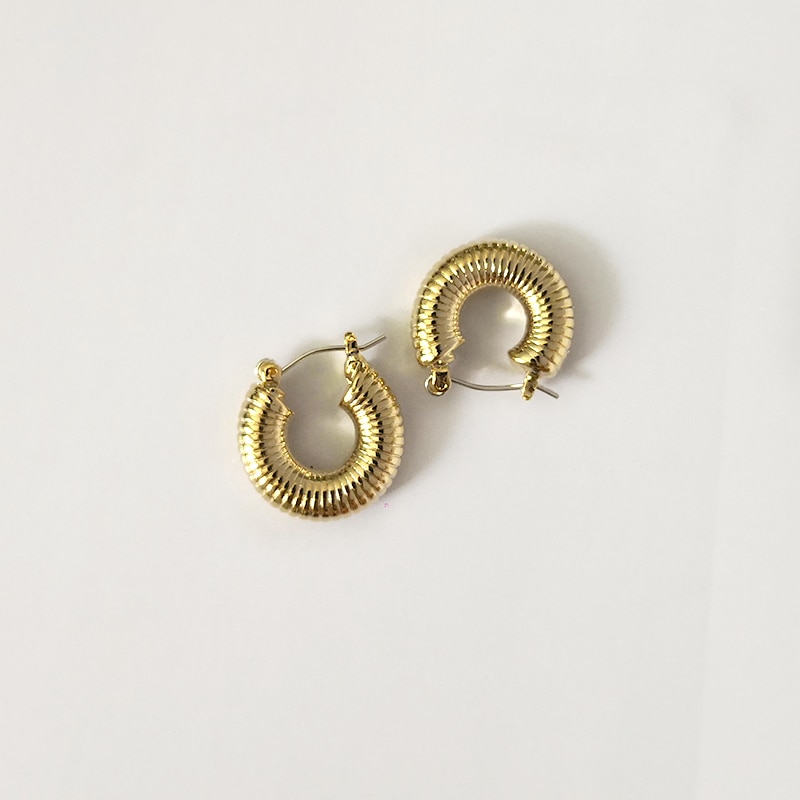 Peri'sbox guld chunky hoop örhängen för kvinnor klassiska små tjocka hoops örhängen statement fet cirkel ringar smycken 20mm