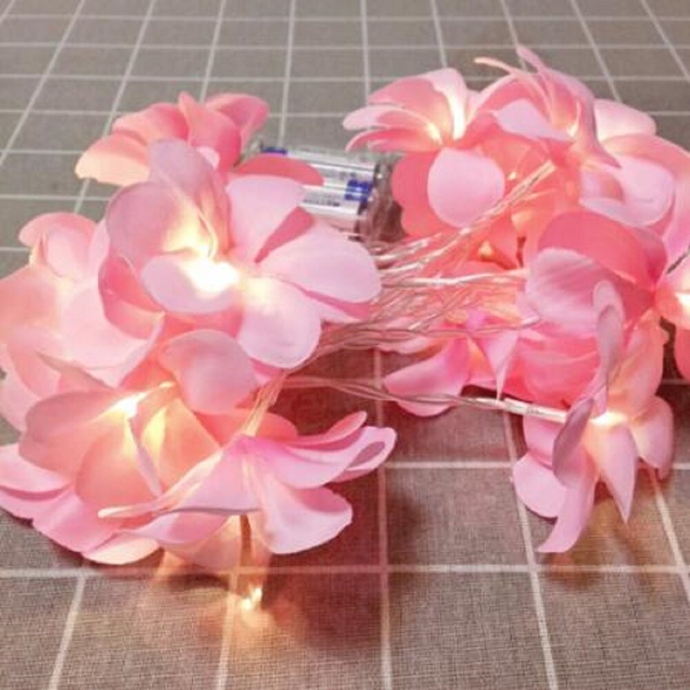 Guirnalda de luces LED DIY Plumeria batería USB EU enchufe poder Frangipani guirnalda Floral luz para vacaciones Navidad dormitorio Decoración: Pink / 6M 40LEDs USB