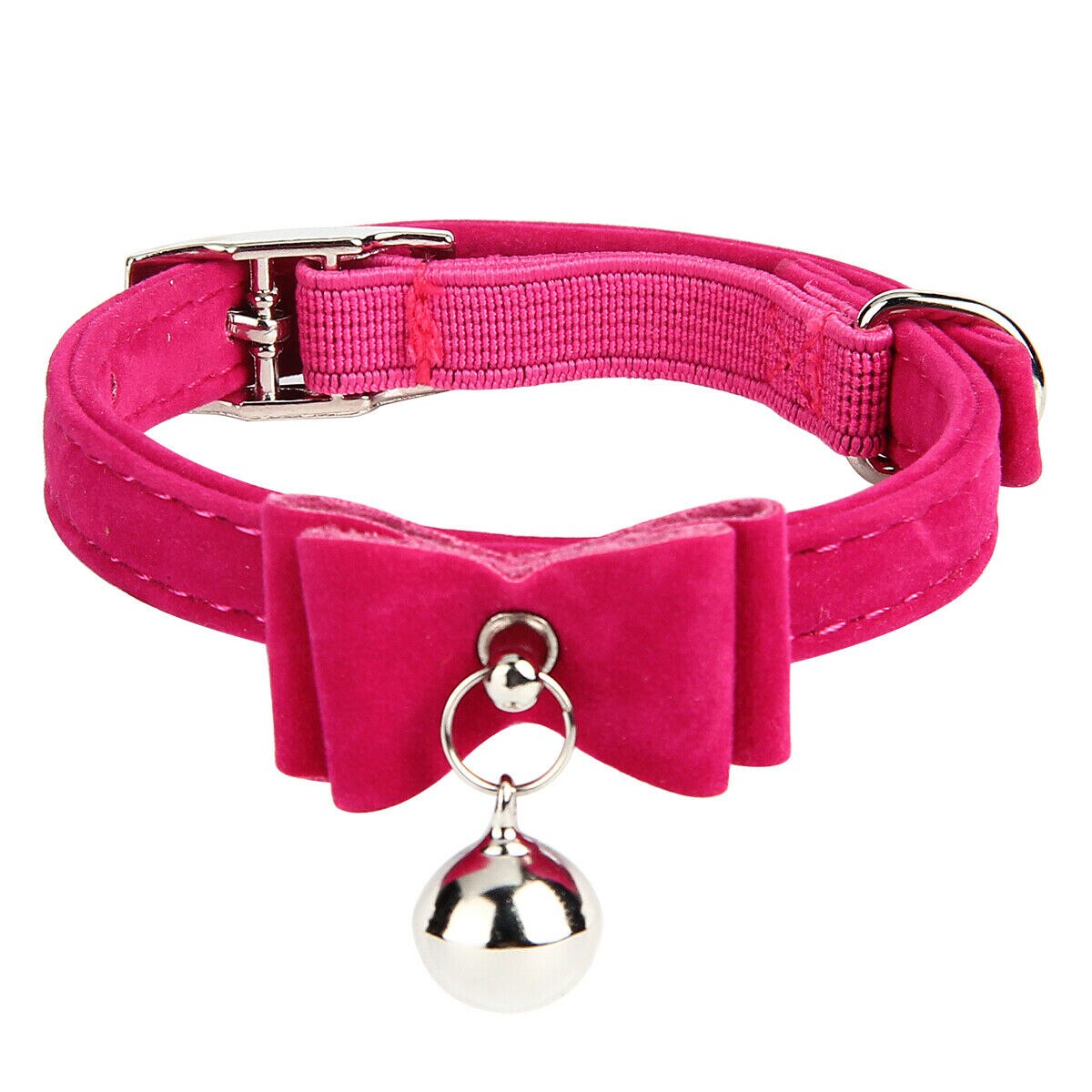 Obroża dla kota aksamitna kokarda krawat bezpieczny regulowany kołnierz z wiązaniem w kokardę z dzwonkiem miękki PU kotek muszka śliczny krawat kot akcesoria: róża czerwony