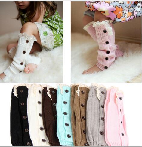 1 Paia Bambine Maglia Scaldamuscoli con Pizzo, ragazze Scaldamuscoli con Bottoni, può indossare venire avvio calzino