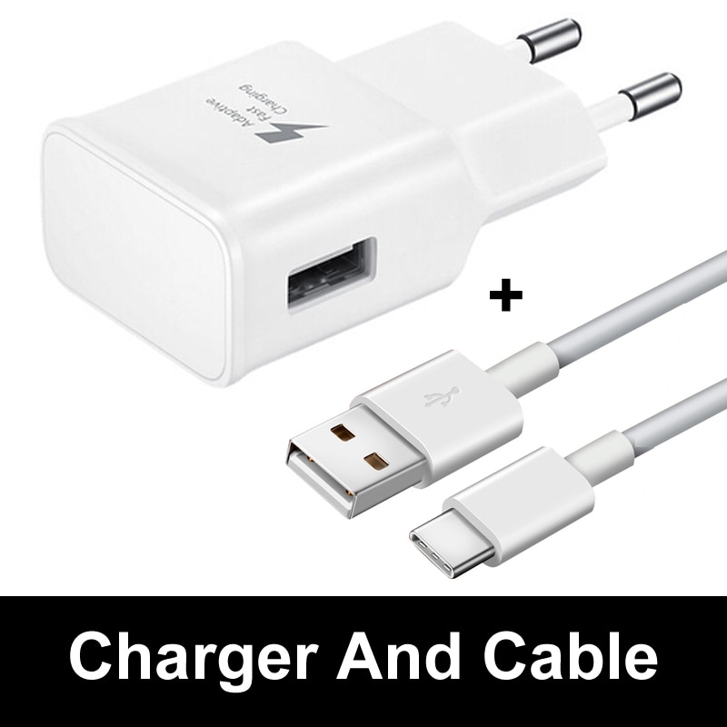 Adaptive Fast Charger Adapter For Samsung Galaxy A10 A20 A30 A40 A50 A70 A51 S9 S8 S10 Plus S10e Note 8 9 Charging Type C Cable: Charger Cable White