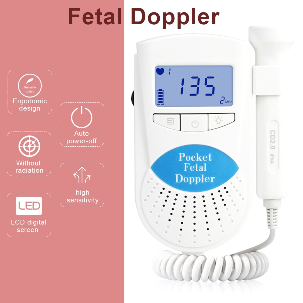 Hand-Held Echografie Doppler Foetale Doppler Baby Hartslagmeter Drinkbaar Baby Hart Detector Foetale Doppler Voor Zwangere Vrouwen