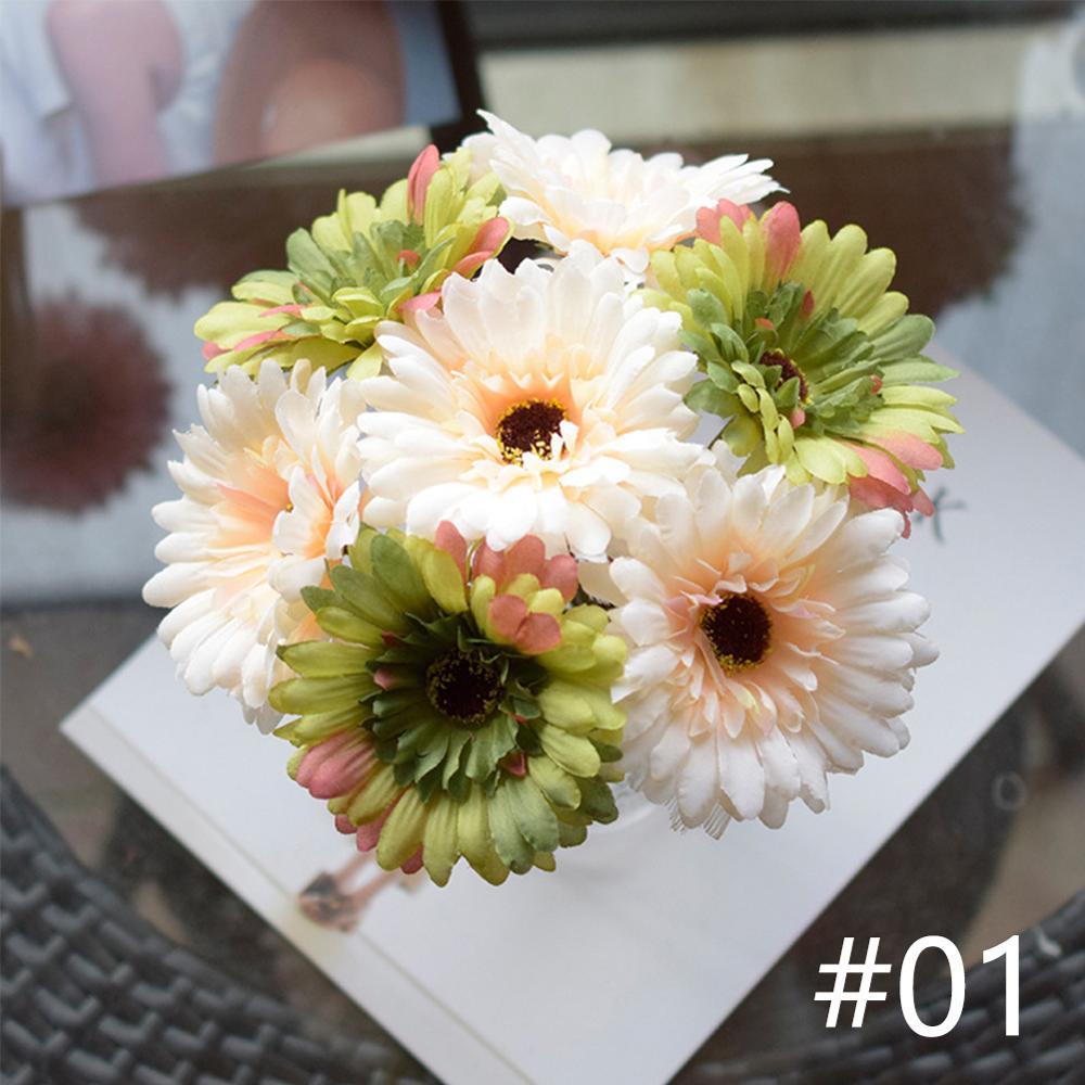 7Pcs/lot 23cm Artificial African Daisy Flowers Silk Flower Wedding Bouquet Home Decoration Background Shooting Flowers DIY: 01