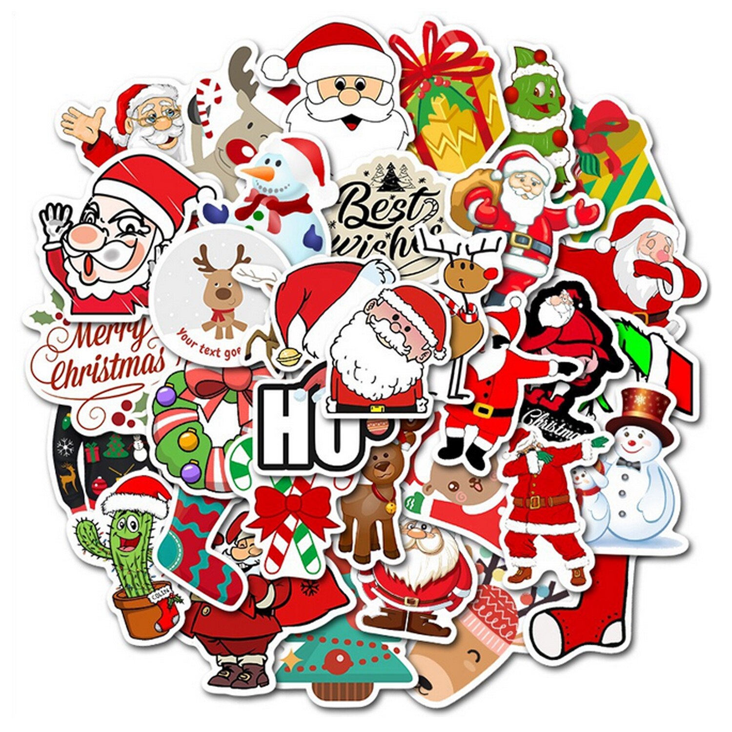 50PCS Waterproof Christmas Xmas Theme Decoration Stickers Decals for Suitcases Phones Laptops Tablets Skateboards skin