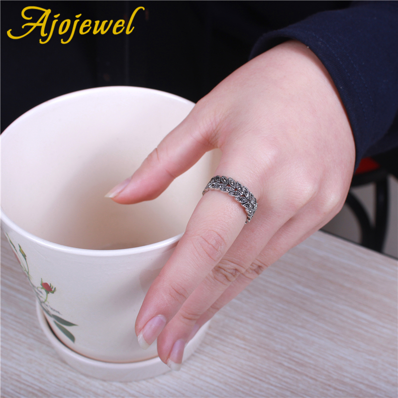 Jojewel plant statement strass folha anéis para mulher nova moda vintage antigo jóias