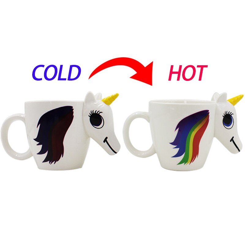 300ml 3d zmieniający kolor kubek ceramiczny kubek robić kawy i herbaty uroczy kreskówkowy kubek jednorożca porcelanowy kubek dla dzieci
