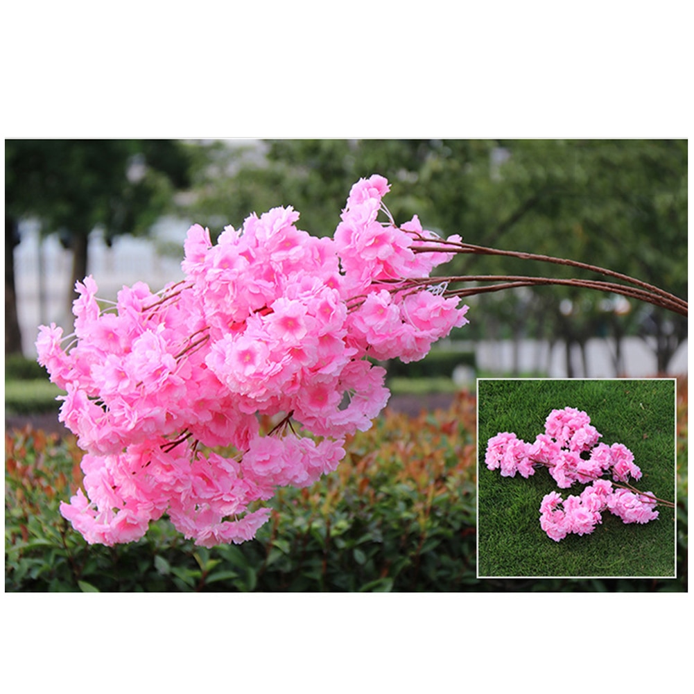 Nep Kersenbloesem Bloem Tak Begonia Sakura Boom Stem Voor Event Bruiloft Boom Deco Kunstmatige Decoratieve Bloemen Voor Hotel: Red