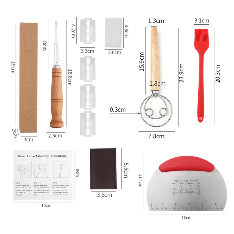 Taglierina per il Pannello Strumento per tagliare il Pannello a lievitazione naturale con 5 zoppo per panettiere Coltello per impasto pasta per Pizza Taglierina per frullino Strumento per pasticceria: esercito verde