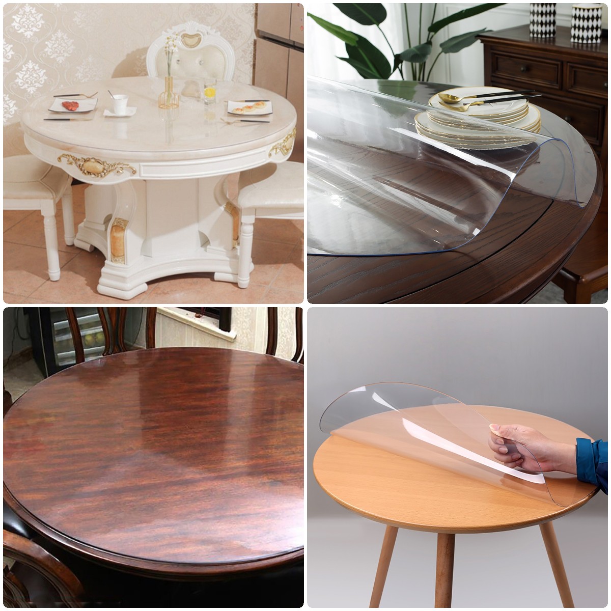 Nappe de protection de Table ronde en PVC, imperméable, transparente, verre souple, résistant à la chaleur, en plastique, 1mm d'épaisseur