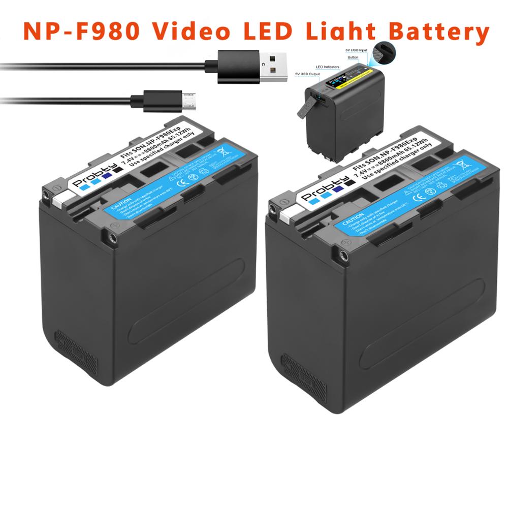 NP-F970 NP-F980 8800Mah Met Led Power Indicator Fotografische Lamp Batterij Voor Np F970 F960 Led Video Light Lamp Batterij