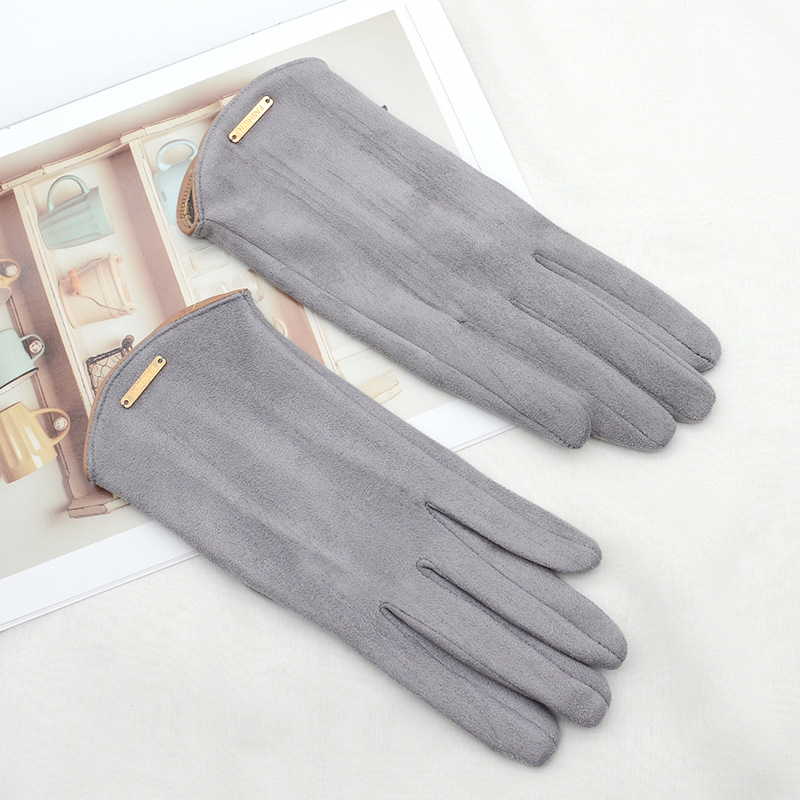 Guantes sencillos y finos para mujer, manoplas de otoño e invierno para mantener el calor con pantalla táctil, tela de ante a prueba de viento: Rojo