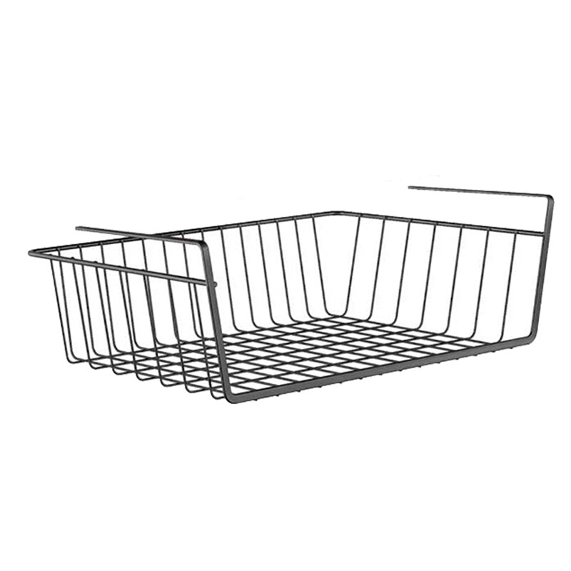 Unter Regal Korb, 4 Pack Schwarz Eisen Gestell, für Lagerung Raum auf Küche Speisekammer Schreibtisch Bücherregal Schrank