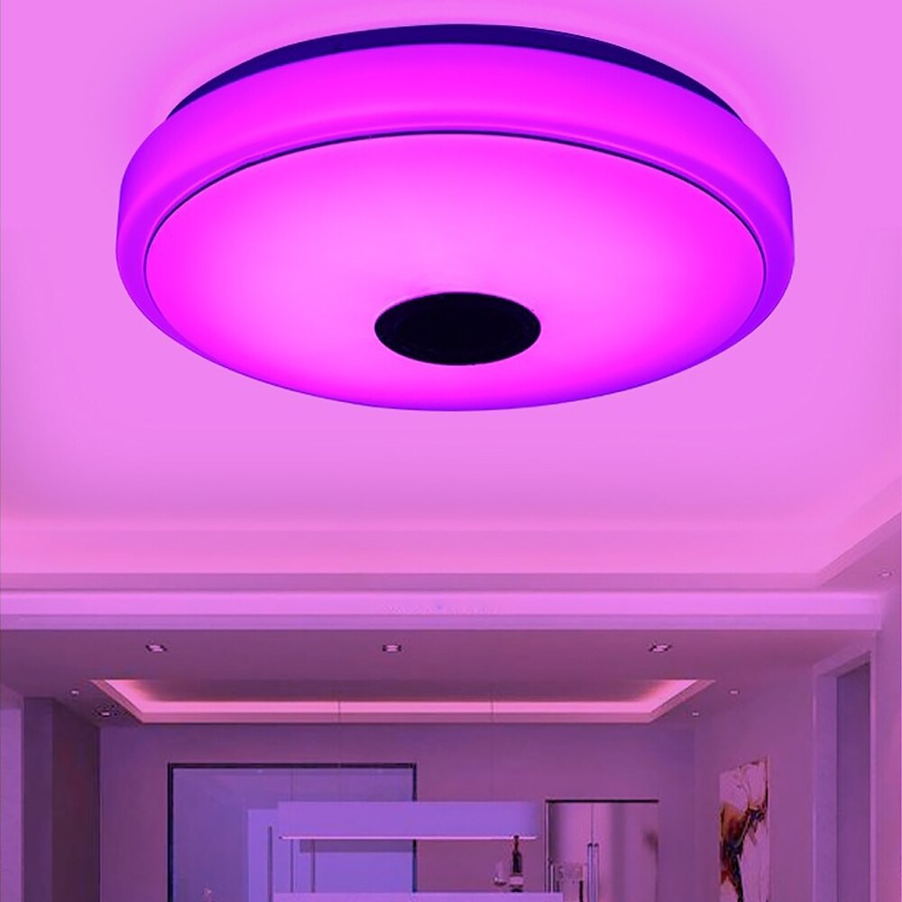 SUNYIMA Bluetooth musique Led lustre de plafond avec haut-parleur de basse 36W 72W télécommande colorée lumière de LED à changement de couleur
