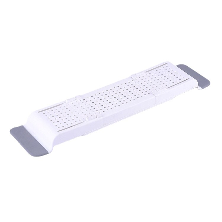 Bathtub Trays Bathroom Storage Plastic PP Material Bathtub Kitchen Sink Scalable Storage Rack Bath Tub Tray Multi Purpose: WHITE