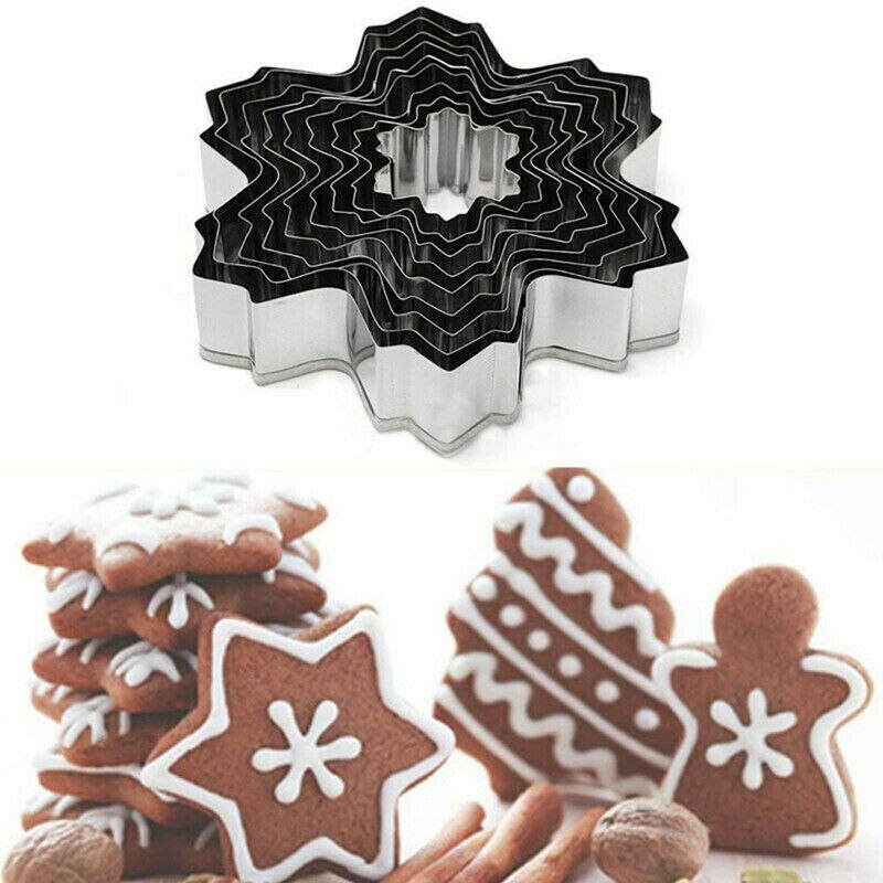 9Pcs Sneeuwvlok Biscuit Cookies Cutter Mould Cake Decorating Fondant Mold Gereedschap
