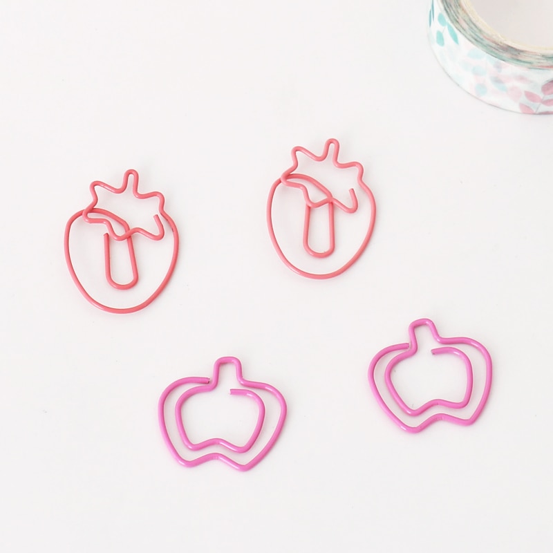 TUTU 30pcs/lot Kawaii fruit Shaped Metal Paper Clip Bookmark Stationery School Office Supply Escolar Papelaria H0341