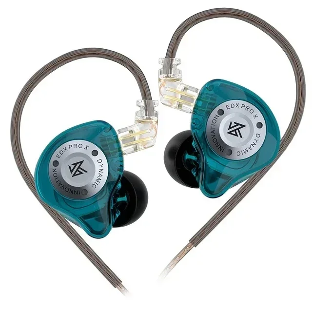 Auriculares KZ EDX PRO X con cable, auriculares con unidad dinámica, auriculares deportivos con cancelación de ruido de graves HIFI con micrófono KZ ZSN, auriculares EDC de música: Verde