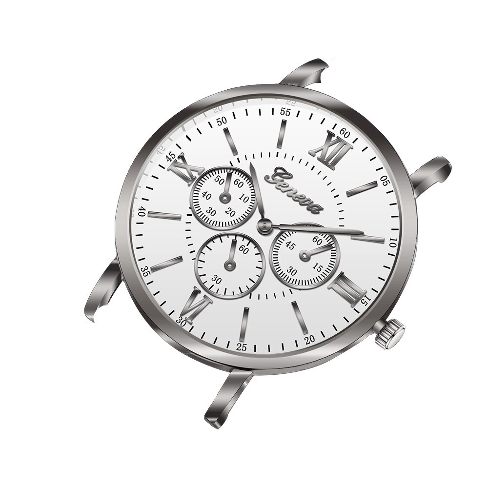 Drei Zifferblätter ziffer uhr kopf armbanduhr zubehör unisex uhren: 4
