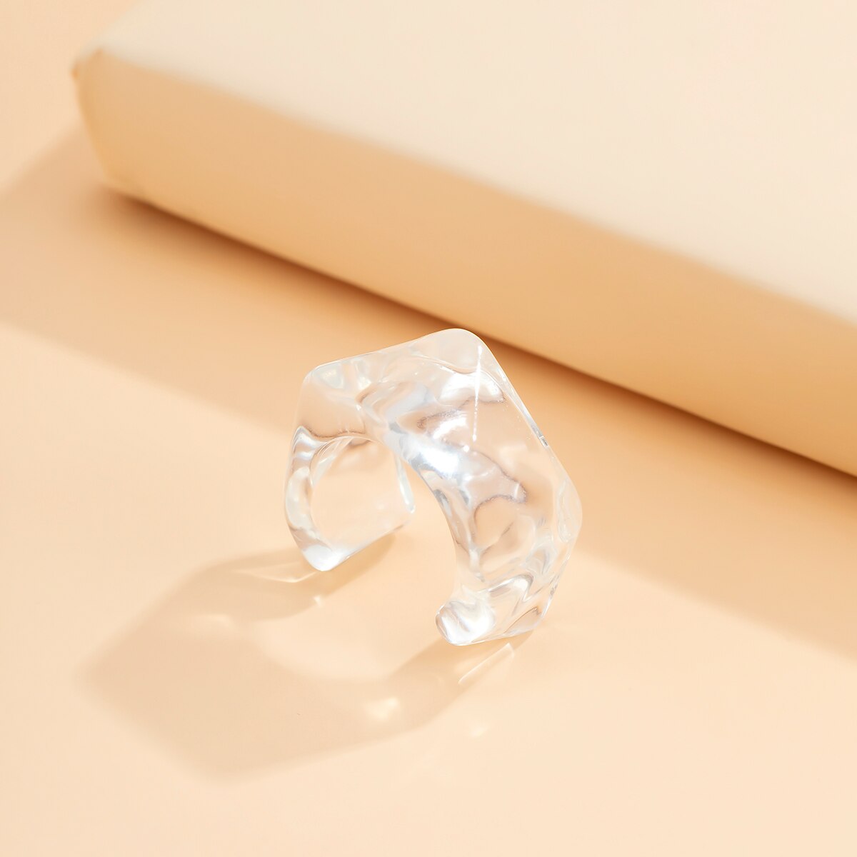 Gennemsigtig akryl geometriske åbne ringe regnbue farverige harpiks kno finger ringe til kvinder piger smykke fest: 01