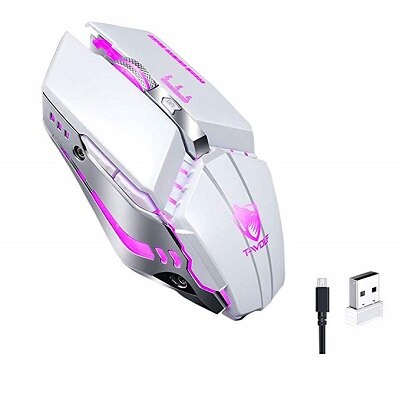 for T-wolf Q15 USB Wireless Mouse Charging Silent Mute Light Touch Wheel Gaming Mouse Star Black: Q15 White