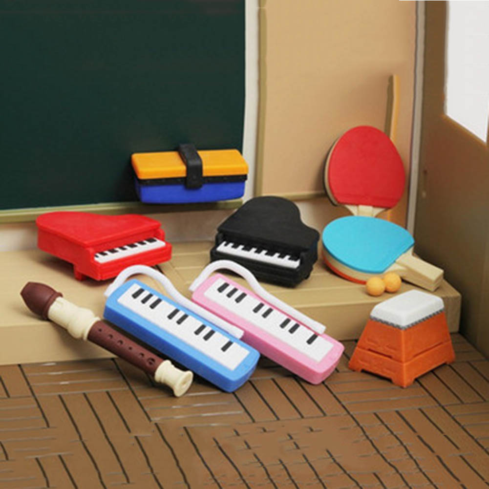 1 st Leuke Kawaii Muziekinstrument Rubber Gum Student Briefpapier voor Kind school supply Kleur Willekeurige