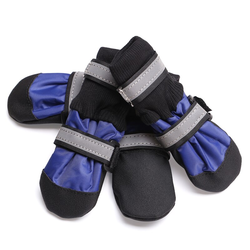 Lightweight Paw Protector Dog Boots Soft Non-Slip Leather Sole Waterproof Big Dog Shoes for Comfort and warm in 4 Sizes: Blue / S
