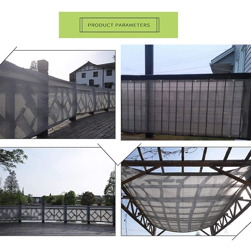 Balcony Safety Net Home Privacy Shade Sail Garden PE Buckle Sunscreen Net Gray Black Color