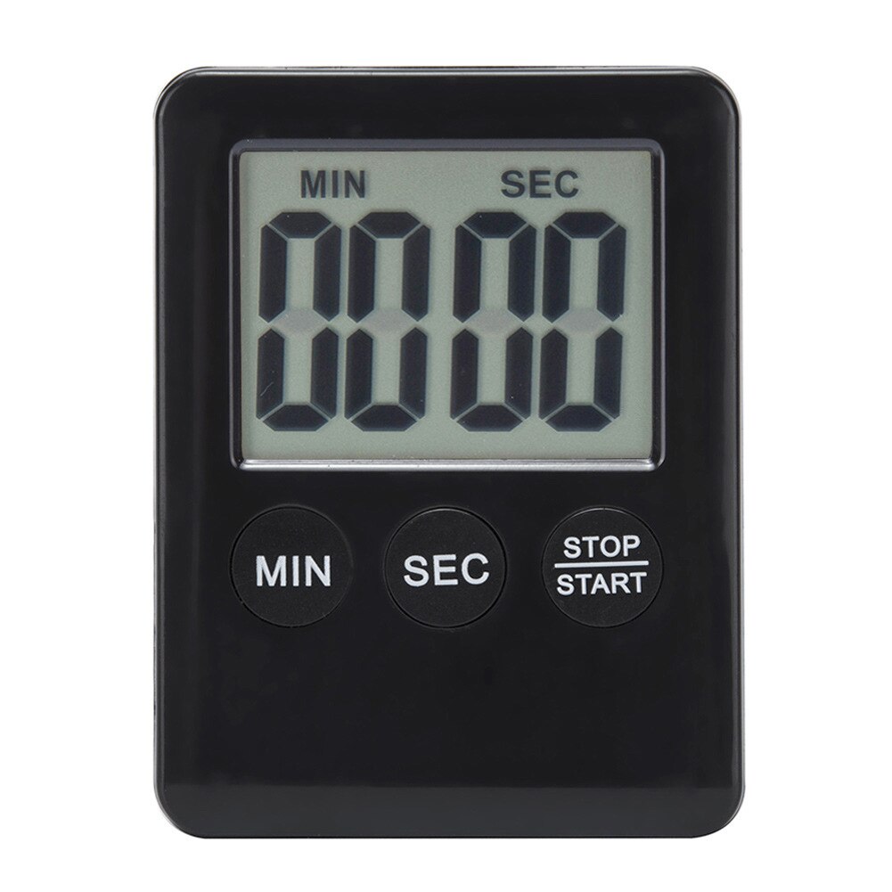 LCD Digital Timer Magnetic Kitchen Table Three Button Countdown Alarm Clock with Stand Kitchen Timer Practical Cooking Clock: Black