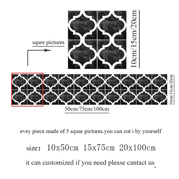 Kitchen Backsplash Wall Tile Sticker,Black Waterproof Marble Tiles,Adhesive Bathroom Sticker Wall Tile Decoration: 1 / 10x50cm