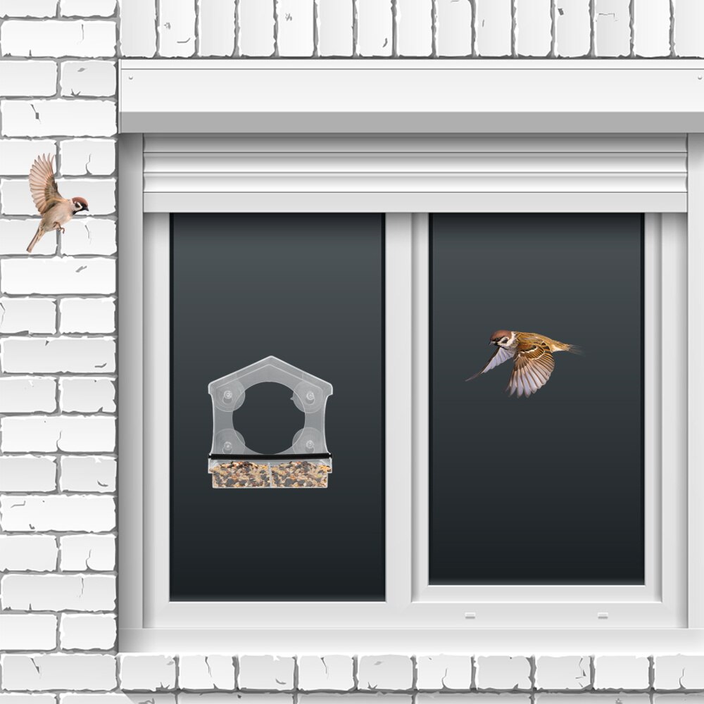 Acrylic Bird Feeder Wall-mounted Transparent Window Bird Feeder for Balcony