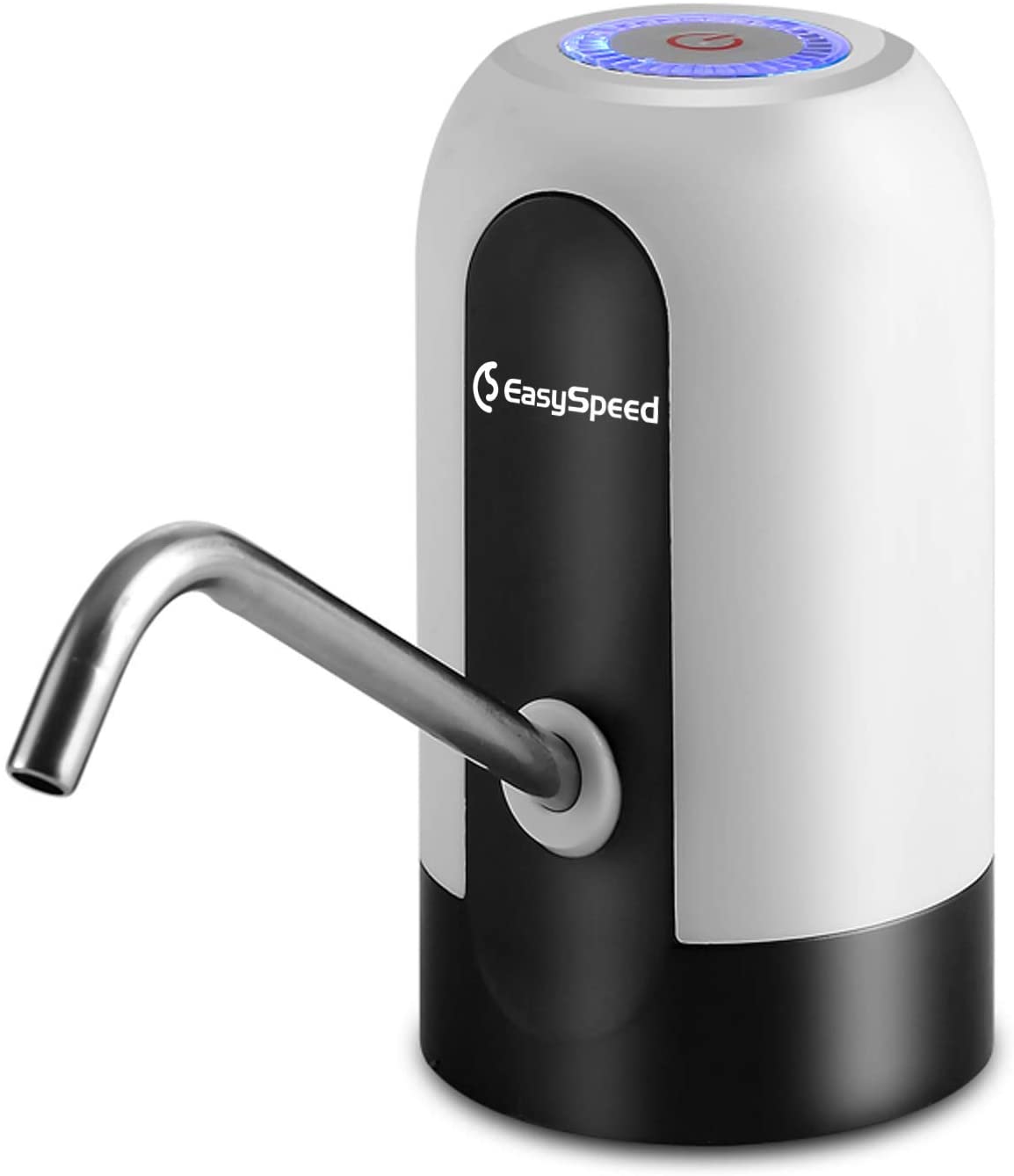 EASYSPEED, DISPENSADOR DE Agua con luz, ELECTRICO Y PORTATIL para BOTELLONES DE 5,8,10,12,13 Y 20 litros (Negro): blanco