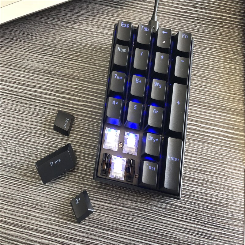 Motospeed K23 OSU Mechanical Numeric Keypad Wired Mini Numpad LED Backlight Keyboard Extended Layout for Blue/ Red Switch