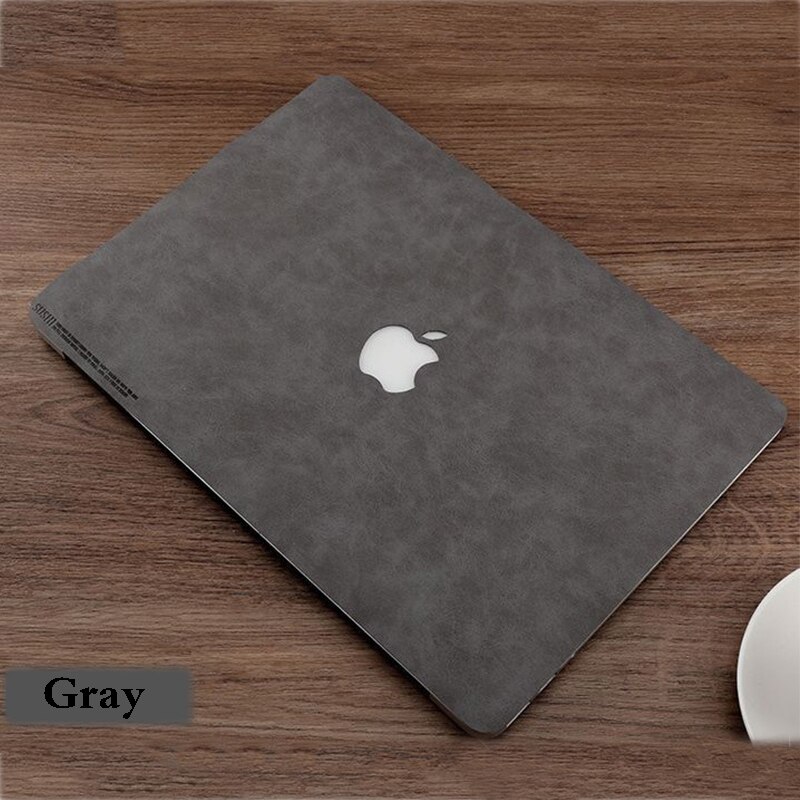 Case Cover Skin For Apple Macbook Pro 13.3 A1706 A1708 A1989 Top+Bottom PU Leather Case Film Protective Film Tablet Skin: Gray